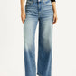 Women's Blue Wide Leg Fit High Rise Jeans - Front View
