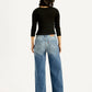 Women's Blue Wide Leg Fit High Rise Jeans - Back View