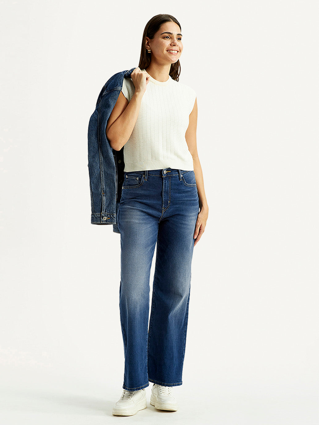 Women's Dark Indigo Mile High Wide Leg Fit High Rise Jeans