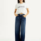 Women's Dark Blue Wide Leg Fit High Rise Jeans - Styleshot View