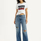 Women's Blue Wide Leg Fit High Rise Jeans - Styleshot View