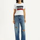 Women's Blue Wide Leg Fit High Rise Jeans - Front View