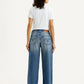 Women's Blue Wide Leg Fit High Rise Jeans - Back View