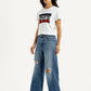 Women's Blue Wide Leg Fit High Rise Jeans - Side View