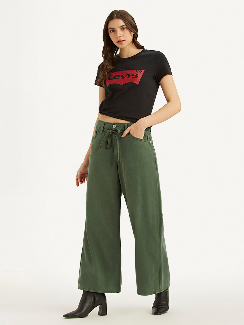 Women's Green XL Straight Fit Mid Rise Jeans - Styleshot View