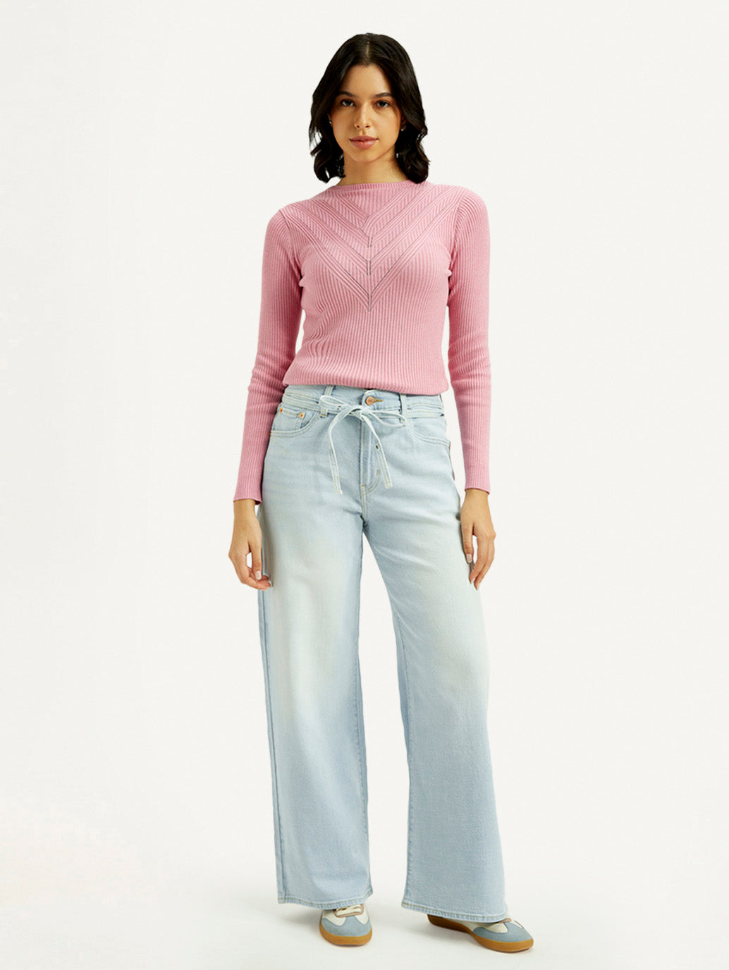 Women's Light Indigo XL Straight Fit Mid Rise Jeans - Front View