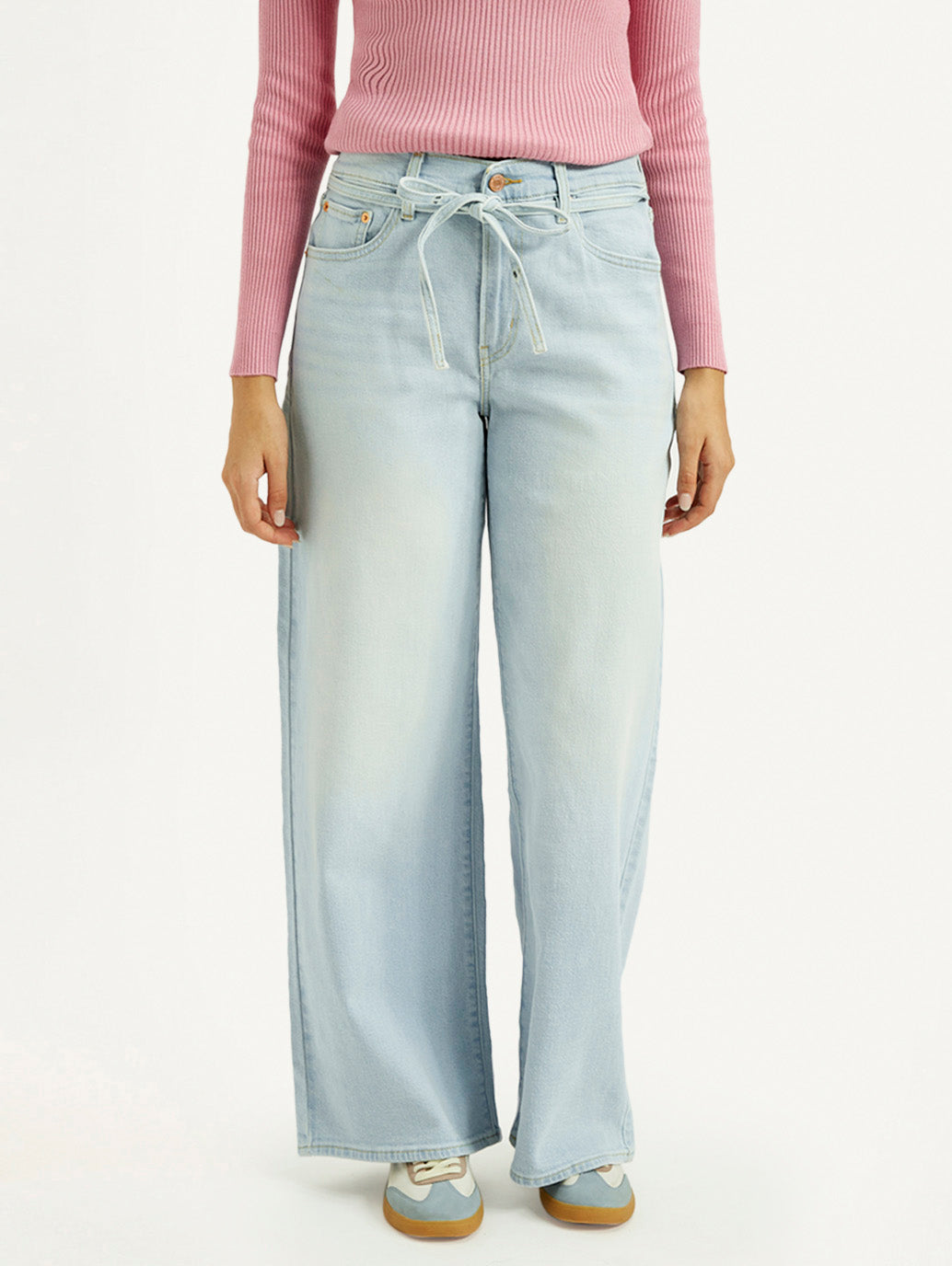 Women's Light Indigo XL Straight Fit Mid Rise Jeans - Front View