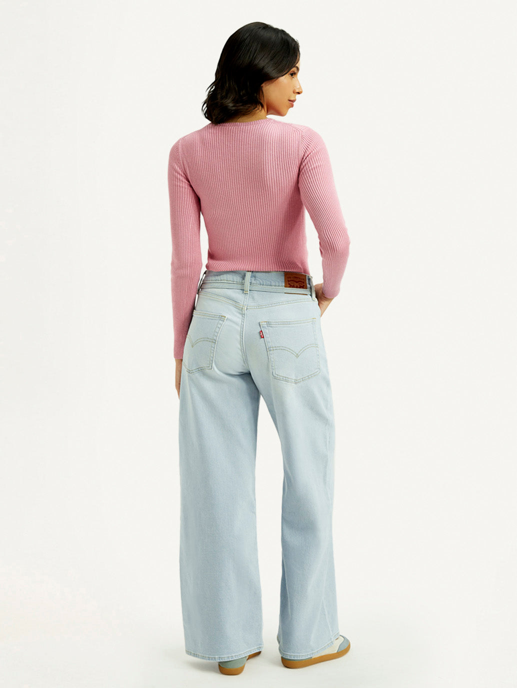 Women's Light Indigo XL Straight Fit Mid Rise Jeans - Back View