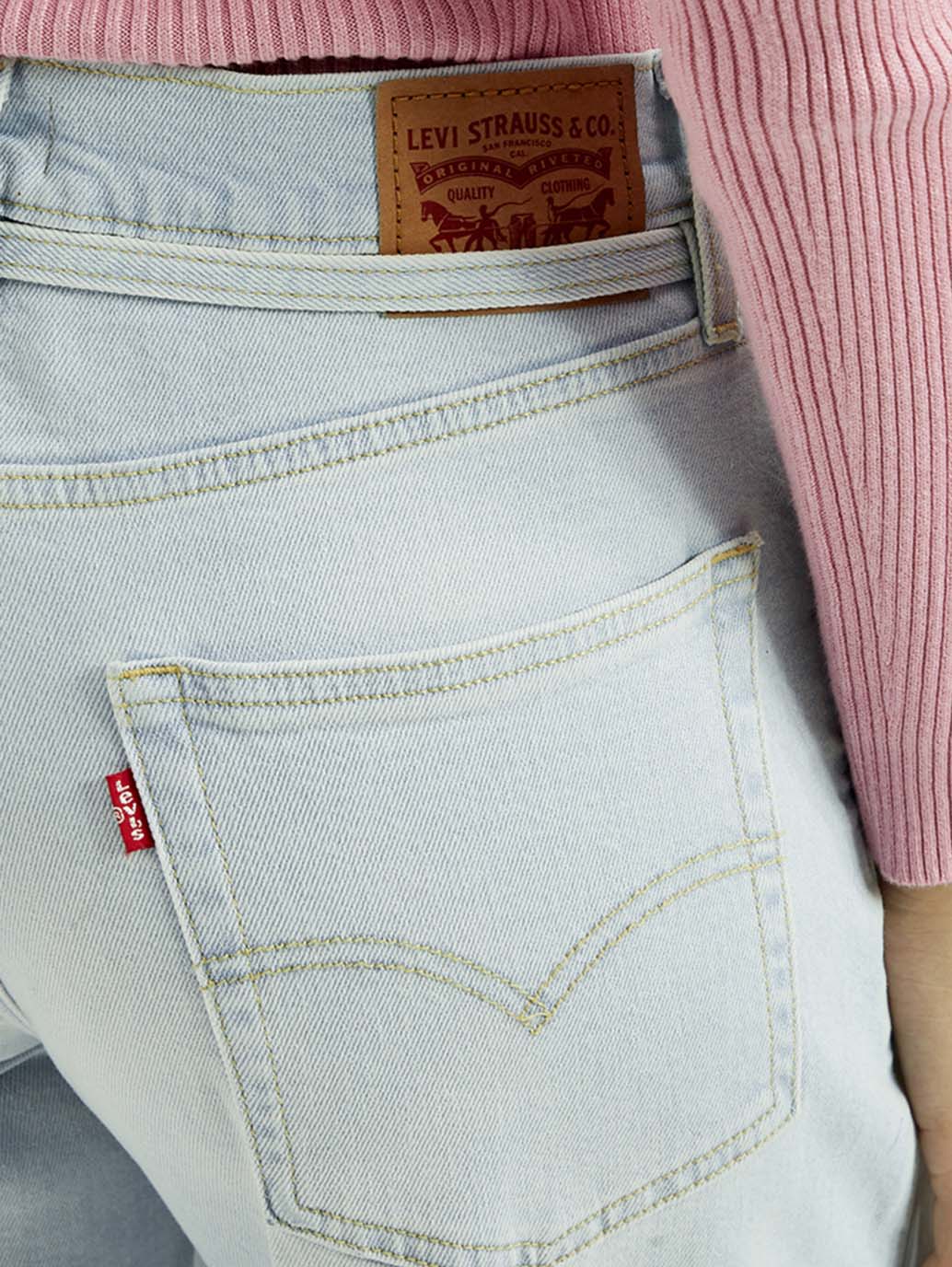 Women's Light Indigo XL Straight Fit Mid Rise Jeans - Detail View