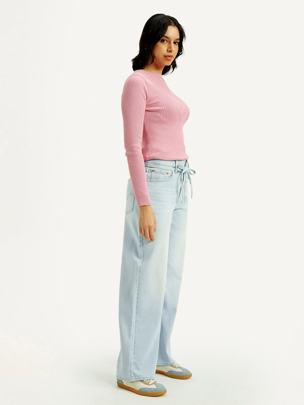 Women's Light Indigo XL Straight Fit Mid Rise Jeans - Side View