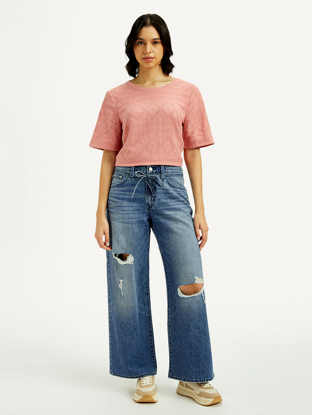 Women's Med Indigo XL Straight Fit Mid Rise Jeans - Front View