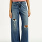 Women's Med Indigo XL Straight Fit Mid Rise Jeans - Front View