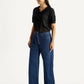 Women's Med Indigo XL Straight Loose Fit Mid Rise Jeans - Side View