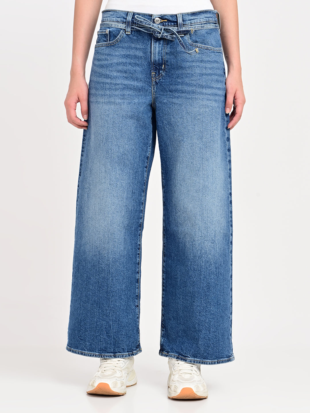 Women's Blue XL Straight Loose Fit Mid Rise Jeans - jpg View