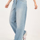 Women's Light Blue Wide Leg Fit Mid Rise Jeans - side View