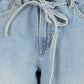 Women's Light Blue Wide Leg Fit Mid Rise Jeans - detail View