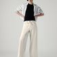 Women's Cream XL Straight Loose Fit Mid Rise Jeans - Styleshot View