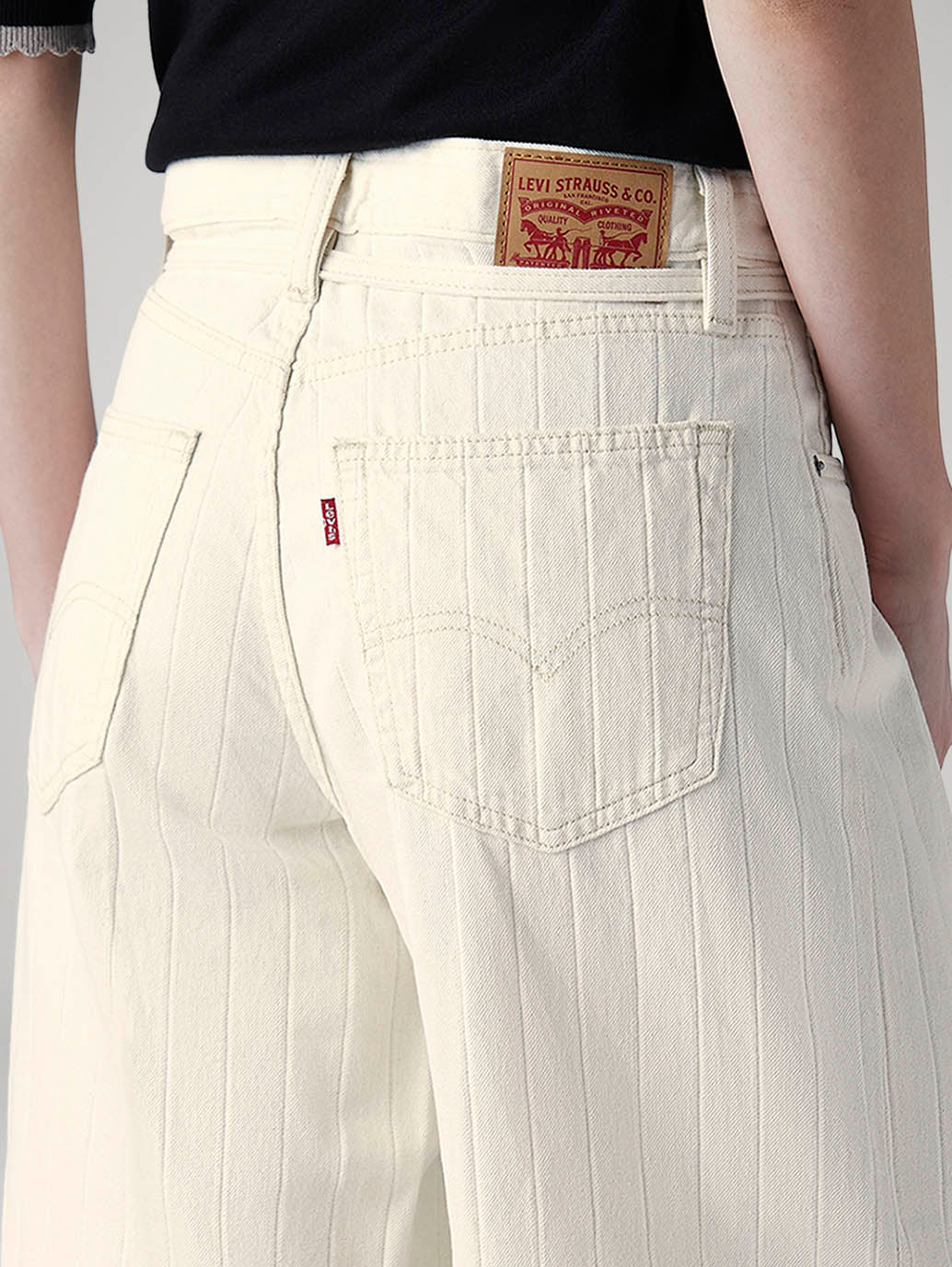 Women's Cream XL Straight Loose Fit Mid Rise Jeans - 20 View