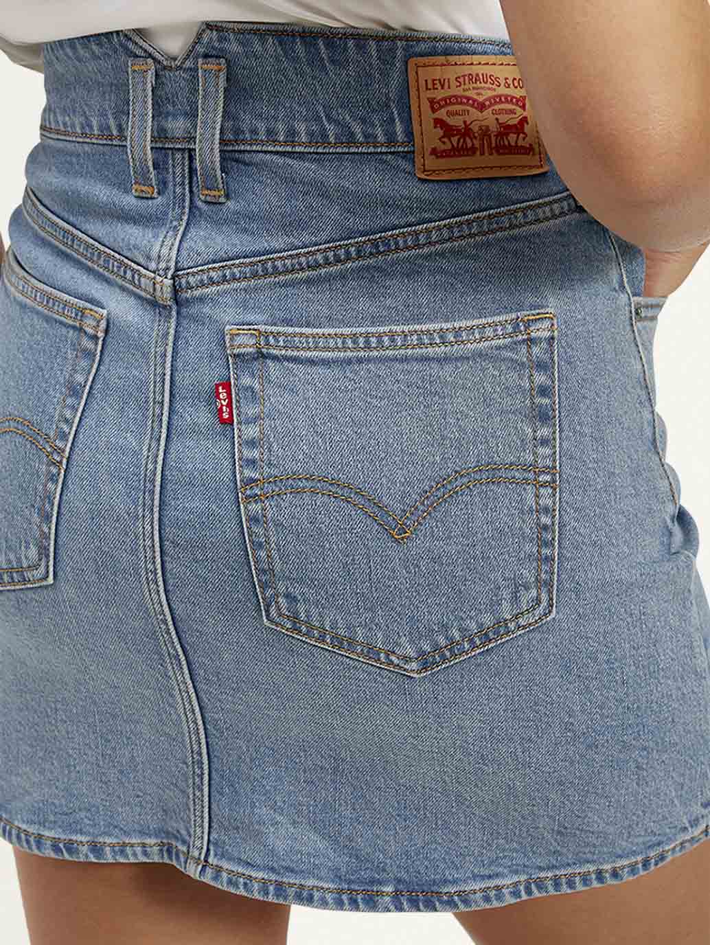 Women's Mid Rise Blue Regular Fit Skirt - Detail View