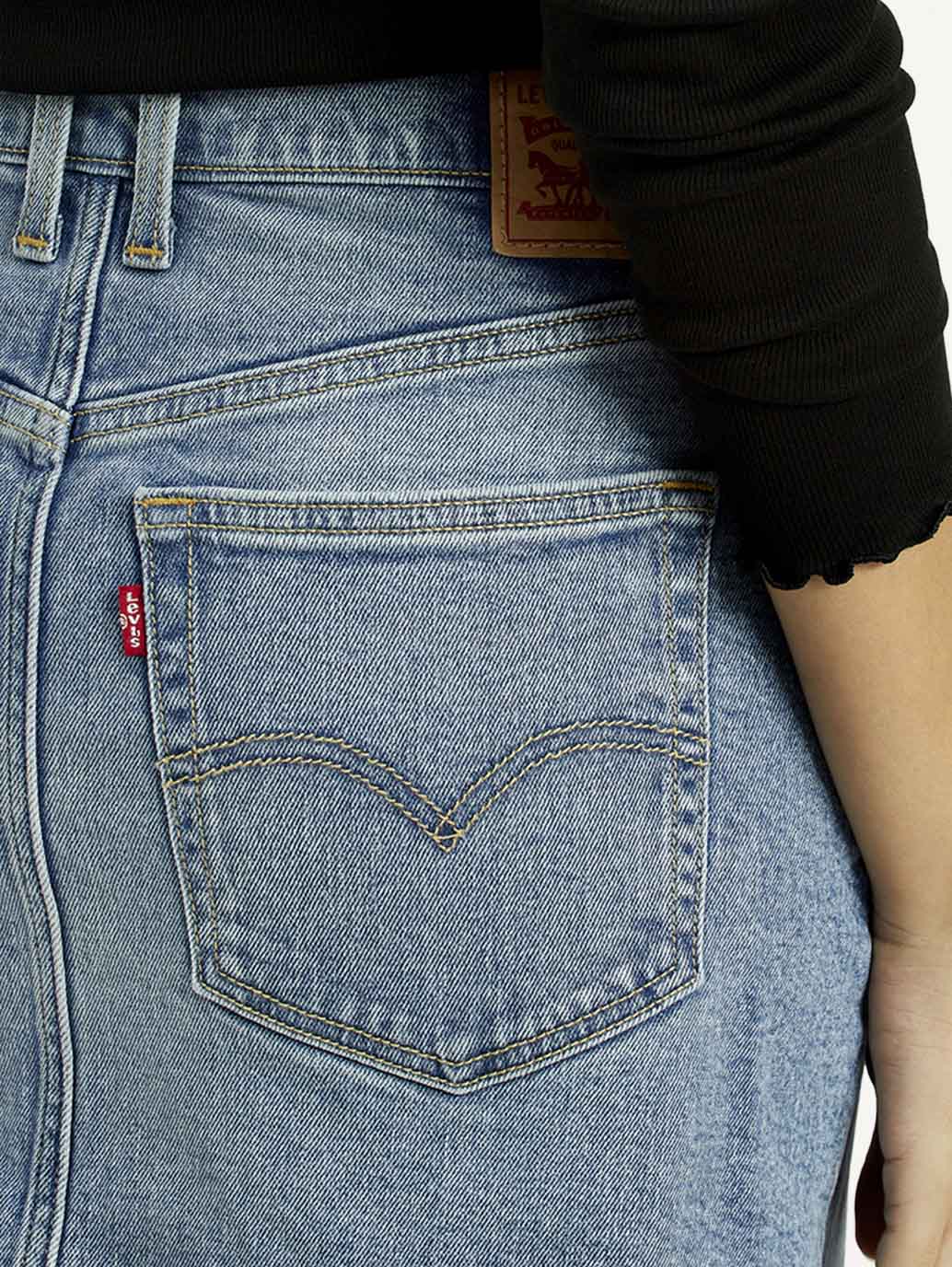 Women's Mid Rise Regular Fit Denim Skirt - Detail View