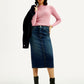 Women's High Rise Regular Fit Denim Skirt - Elevated View