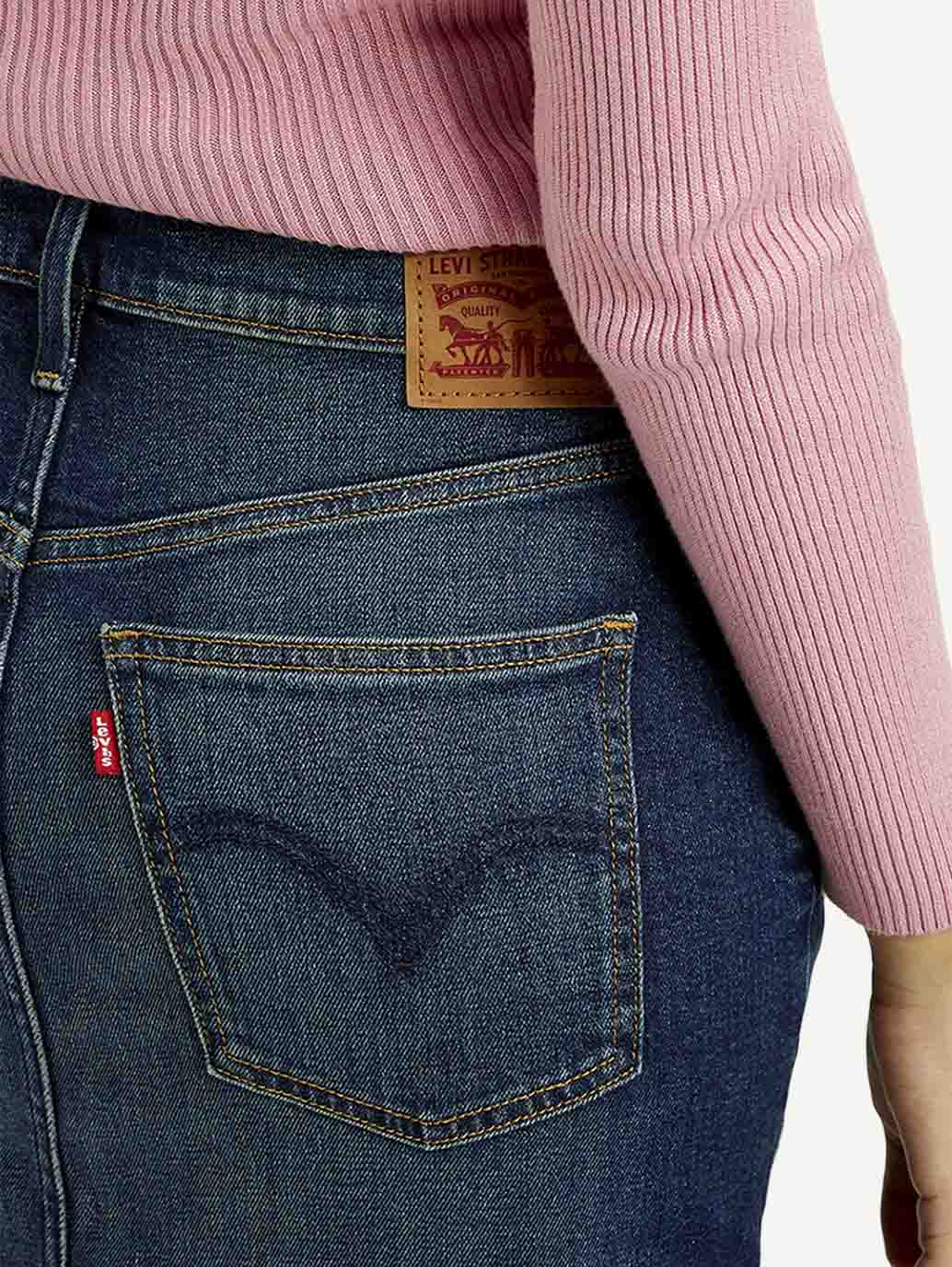 Women's High Rise Regular Fit Denim Skirt - Detail View