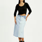 Women's Light Blue Regular Fit High Rise Skirt - Styleshot View