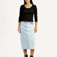 Women's Light Blue Regular Fit High Rise Skirt - Front View
