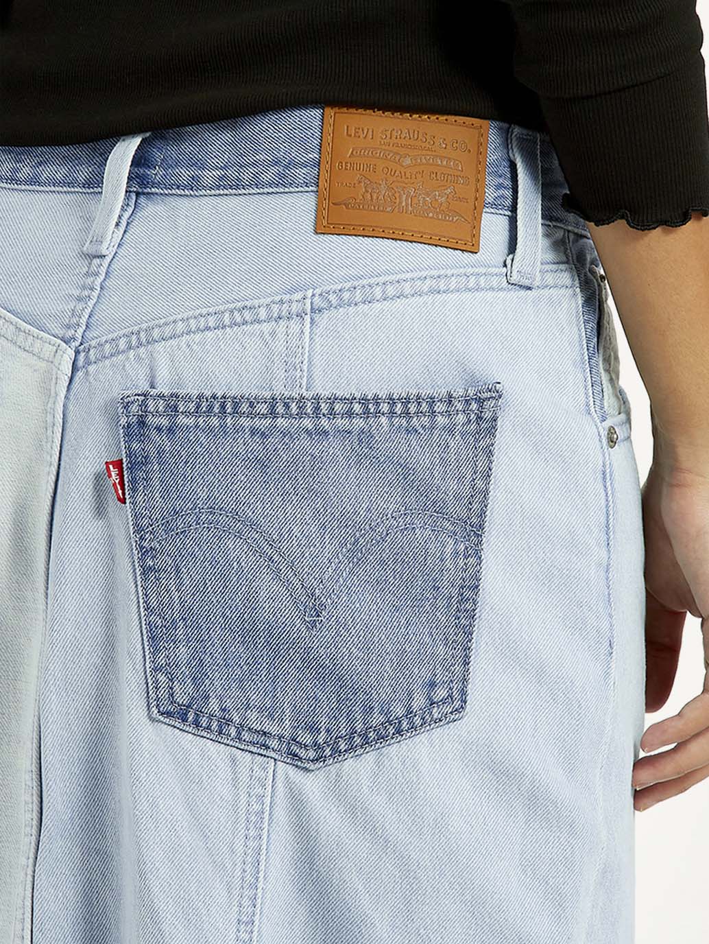 Women's Light Blue Regular Fit High Rise Skirt - Detail View