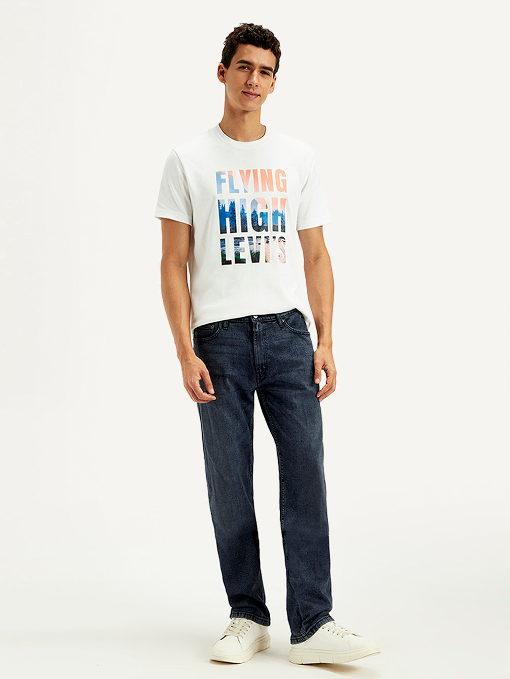 Men's 555'96 Blue Loose Fit Mid Rise Jeans - Front View