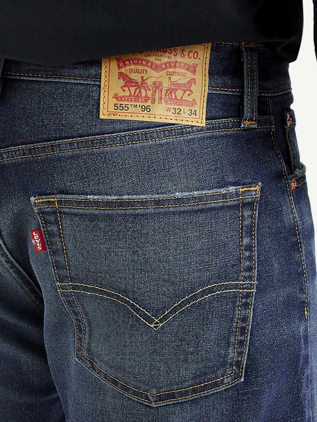 Men's 555 Dark Indigo Loose Fit Mid Rise Jeans - Detail View