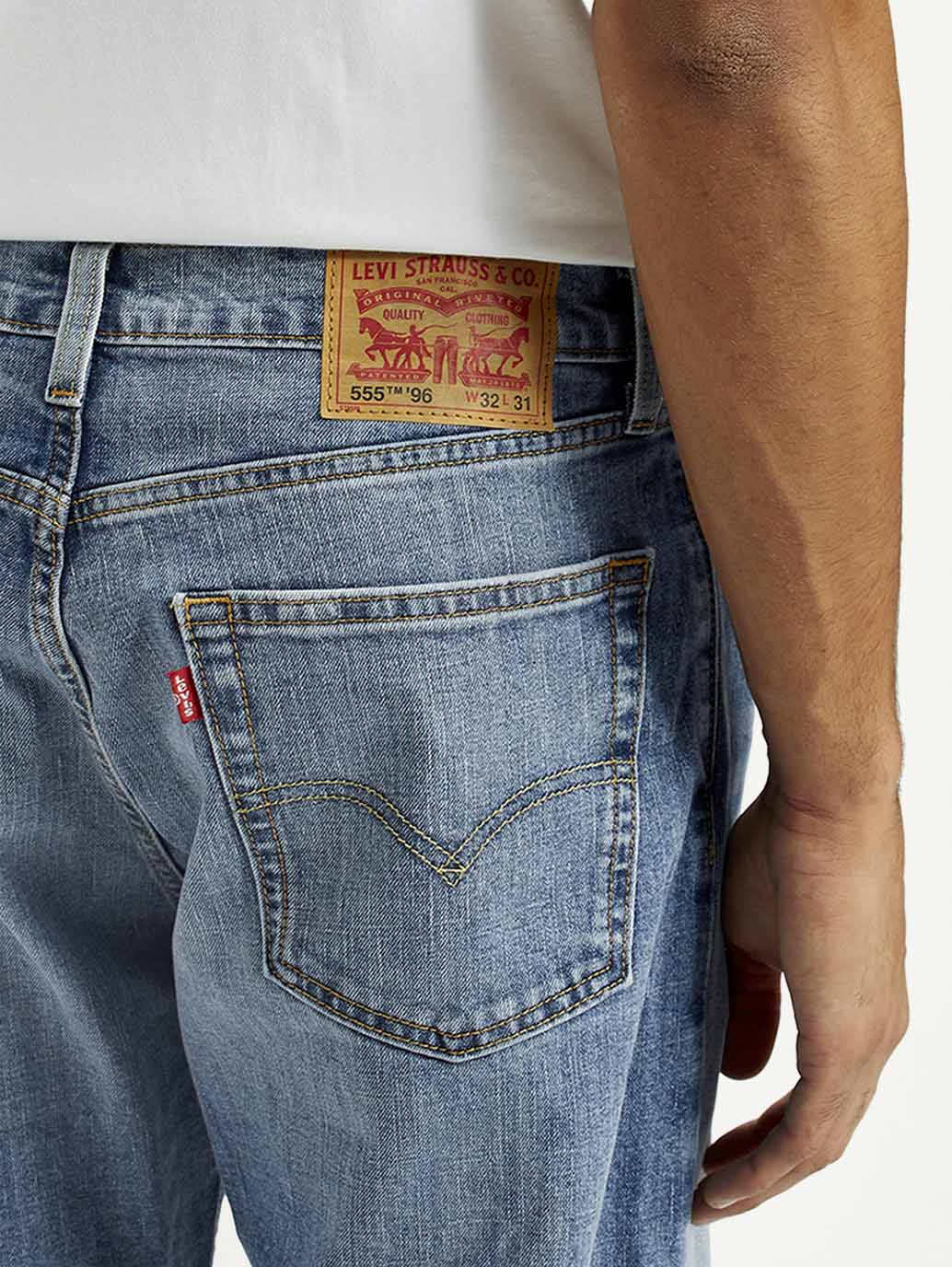 Men's 555 Light Indigo Loose Fit Mid Rise Jeans - Detail View