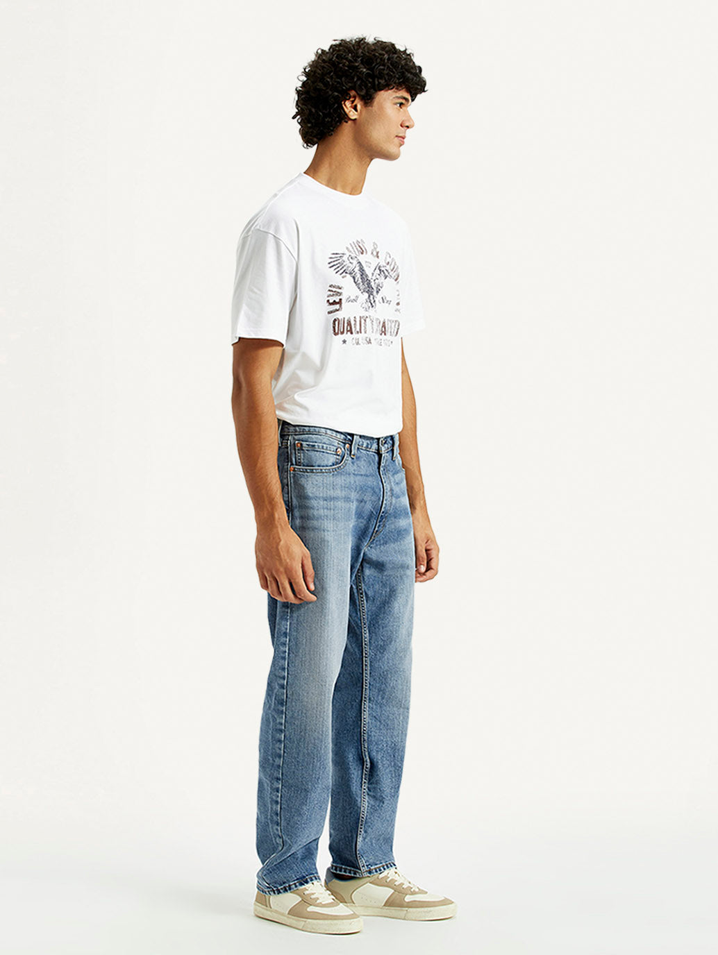 Men's 555 Light Indigo Loose Fit Mid Rise Jeans - Side View