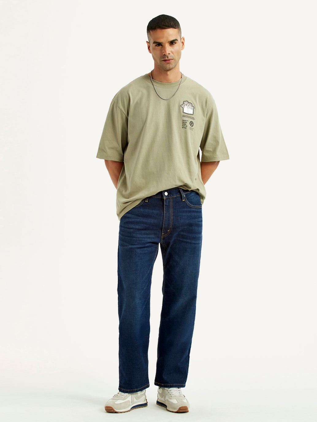 Men's 555 Dark Blue Relaxed Straight Fit Mid Rise Jeans