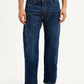 Men's 555 Dark Blue Relaxed Straight Fit Mid Rise Jeans - Front View