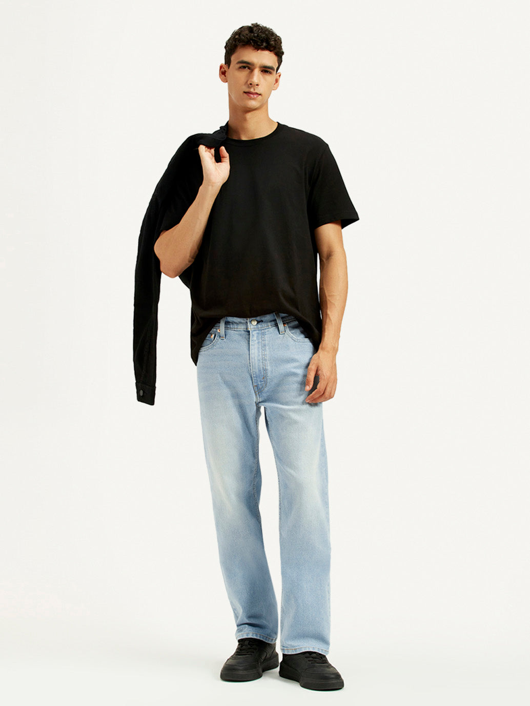 Men's 555 Light Indigo Relaxed Straight Fit Mid Rise Jeans