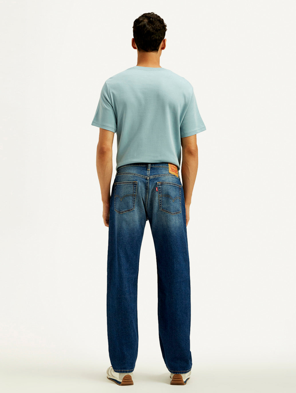 Men's 555 Med Indigo Relaxed Straight Fit Mid Rise Jeans - Back View