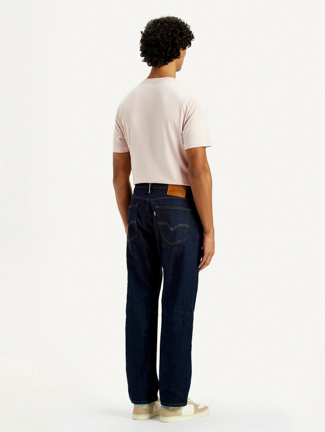 Men's 555 Dark Indigo Loose Fit Mid Rise Selvedge Jeans - Back View