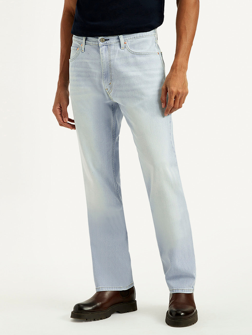 Men's 555 Light Blue Loose Fit Mid Rise Jeans - Front View