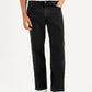 Men's 555 Black Loose Fit Mid Rise Jeans - Front View