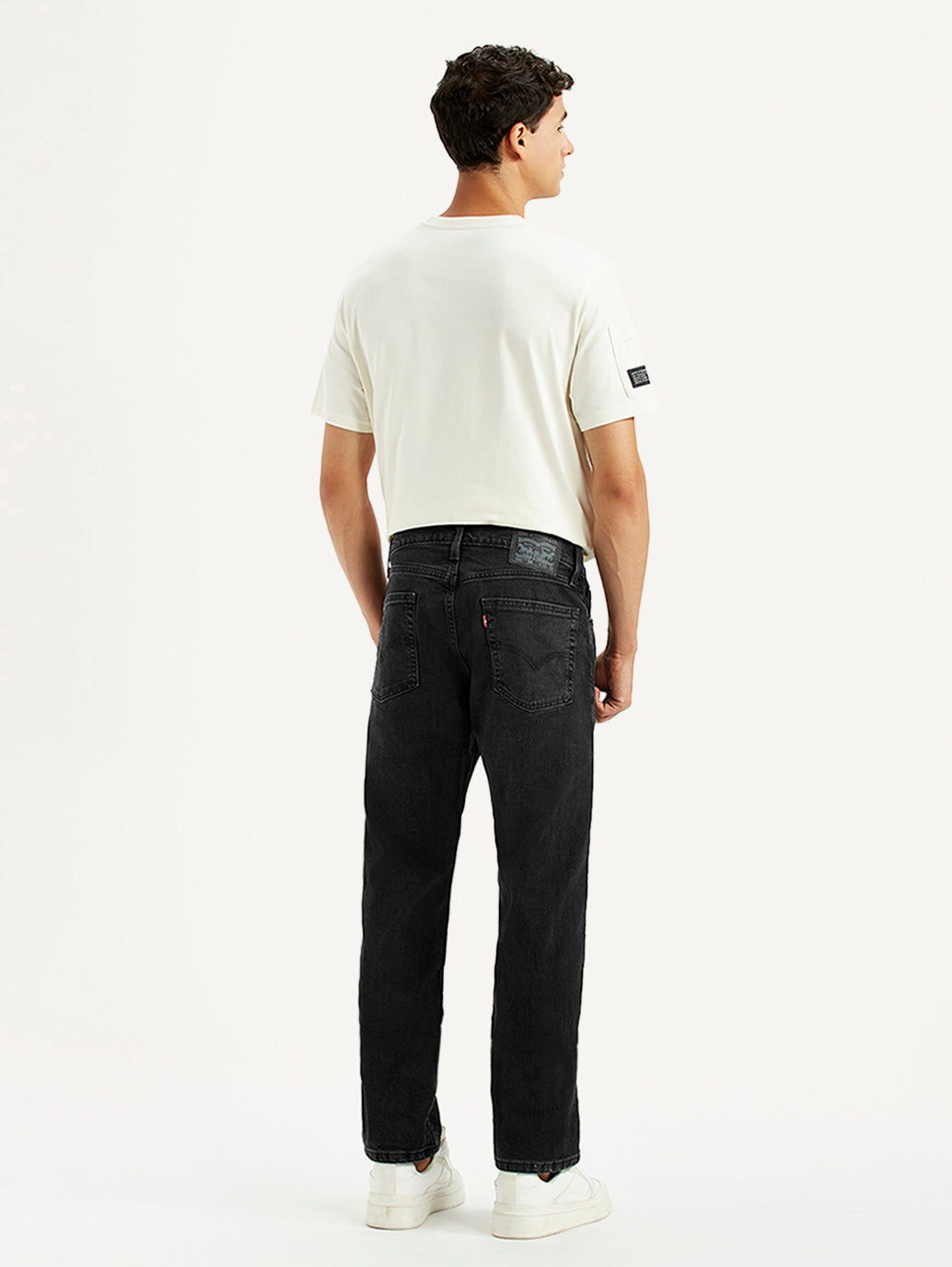 Men's 555 Black Loose Fit Mid Rise Jeans - Back View