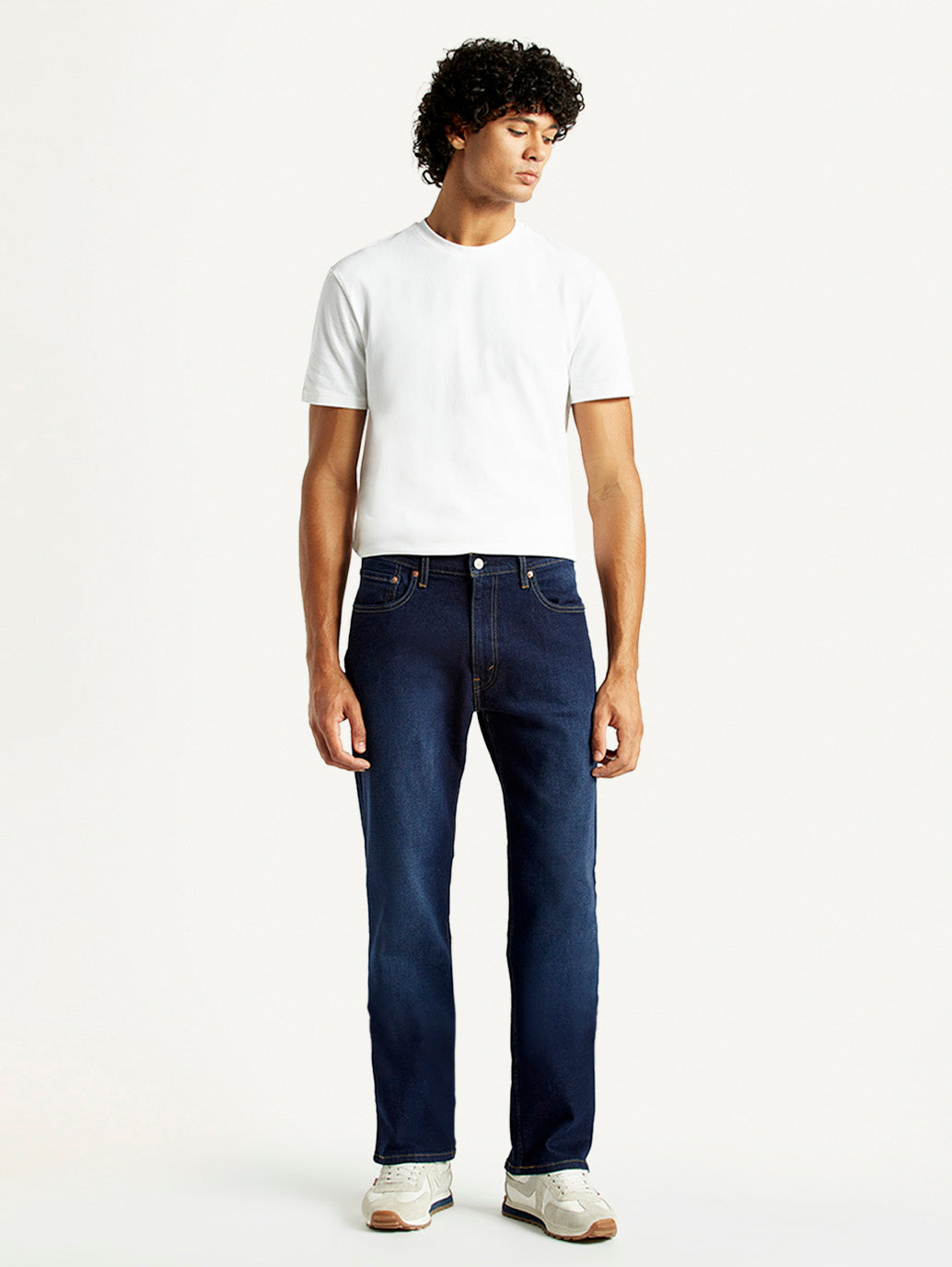 Men's 555 Dark Indigo Relaxed Straight Fit Mid Rise Jeans