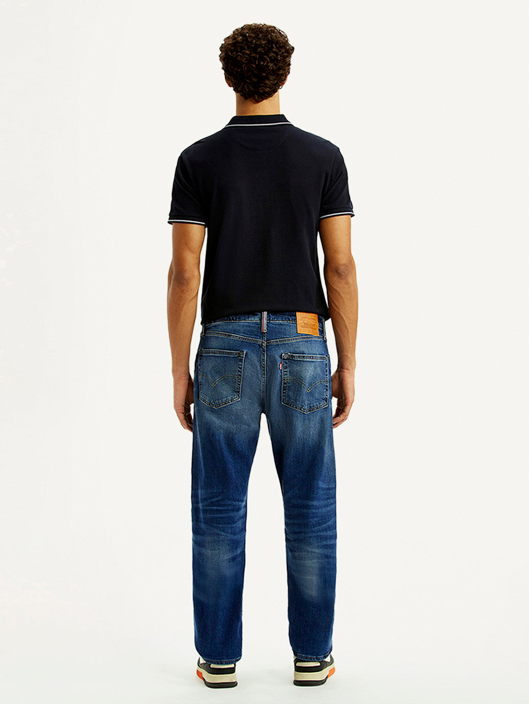 Men's 555 Blue Loose Fit Mid Rise Selvedge Jeans - Back View