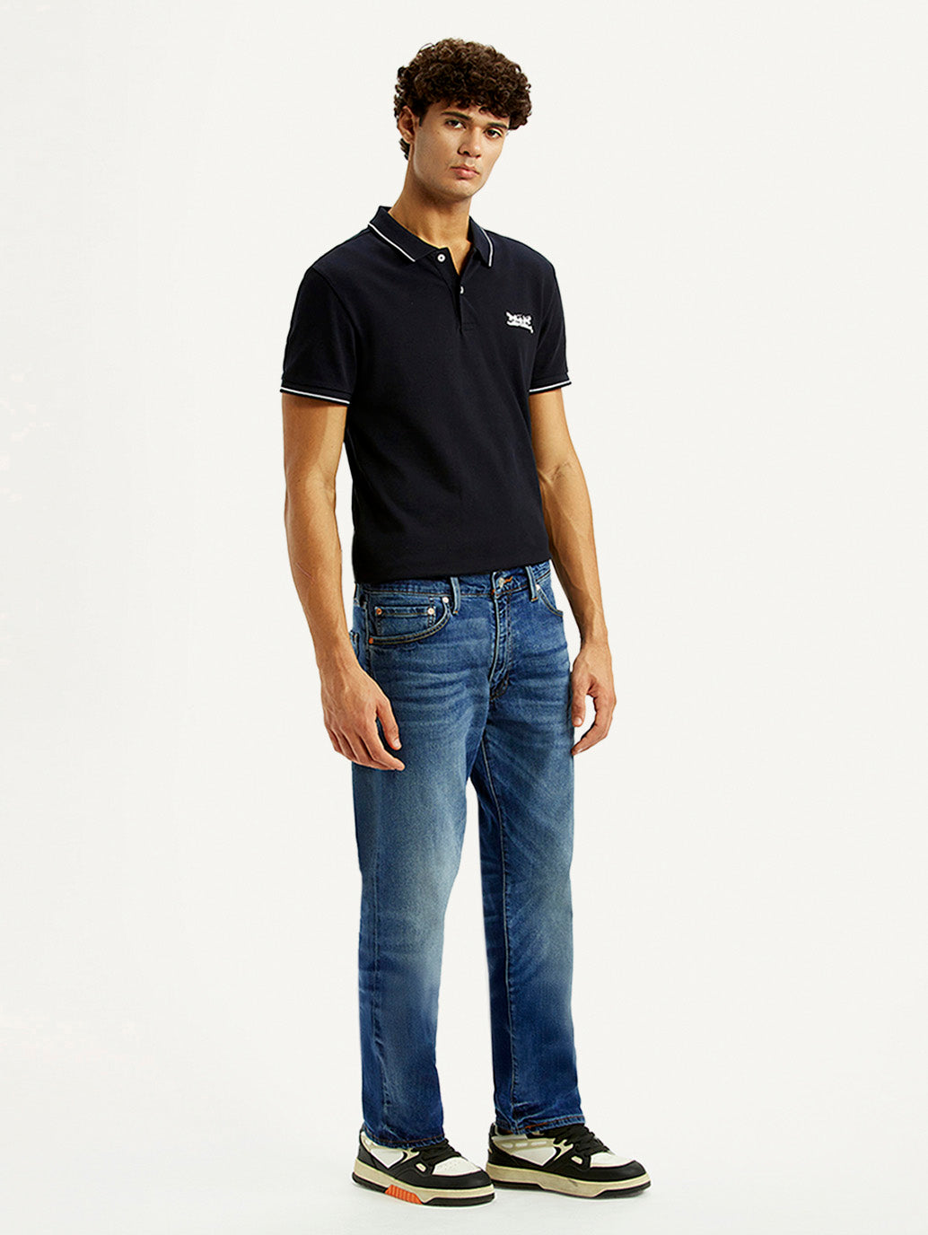 Men's 555 Blue Loose Fit Mid Rise Selvedge Jeans - Side View