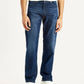 Men's 555 Dark Blue Loose Fit Mid Rise Jeans - Front View