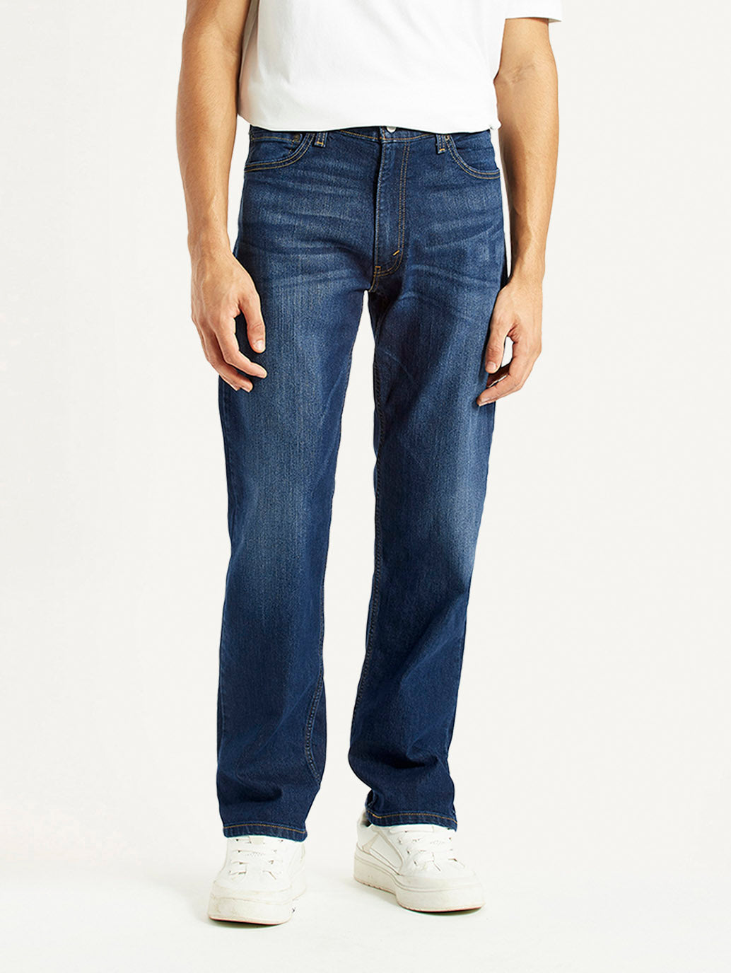 Men's 555 Dark Blue Loose Fit Mid Rise Jeans - Front View