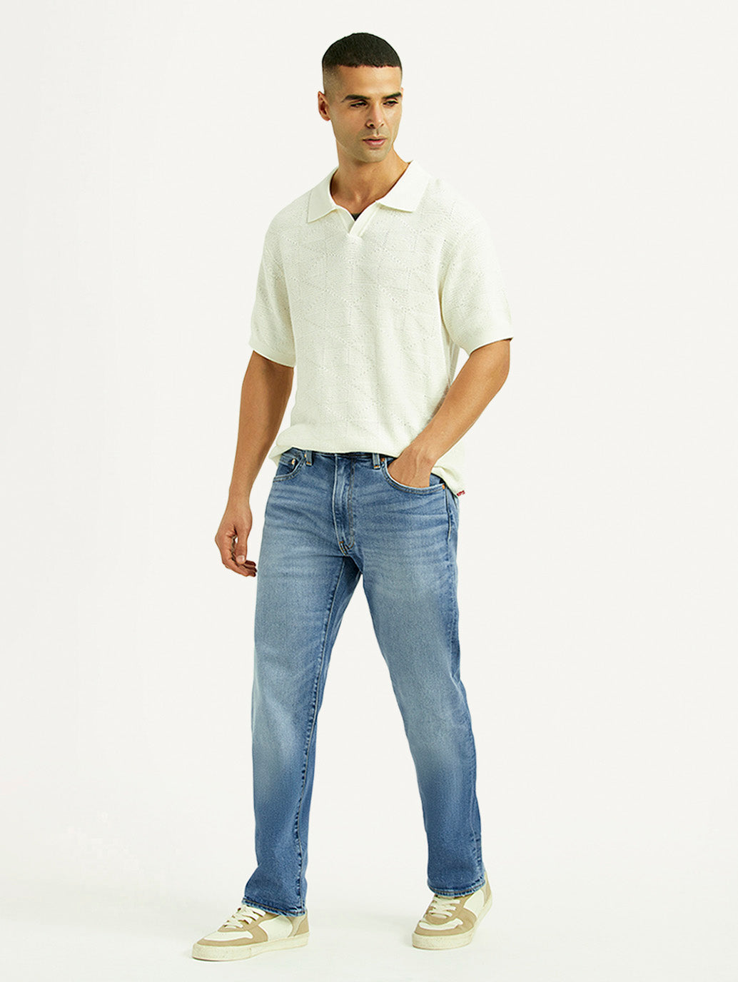 Men's 555 Light Blue Relaxed Straight Straight Fit Mid Rise Jeans