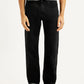 Men's 555 Black Relaxed Straight Fit Mid Rise Jeans - Front View