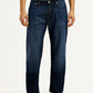 Men's 555 Dark Blue Relaxed Straight Fit Mid Rise Jeans - Front View
