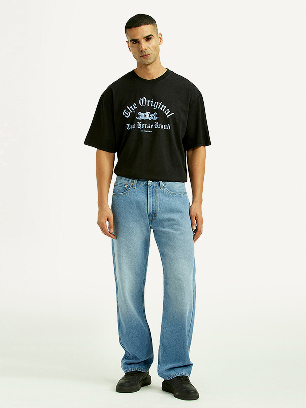 Men's 555 Light Blue Loose Fit Mid Rise Jeans - Front View